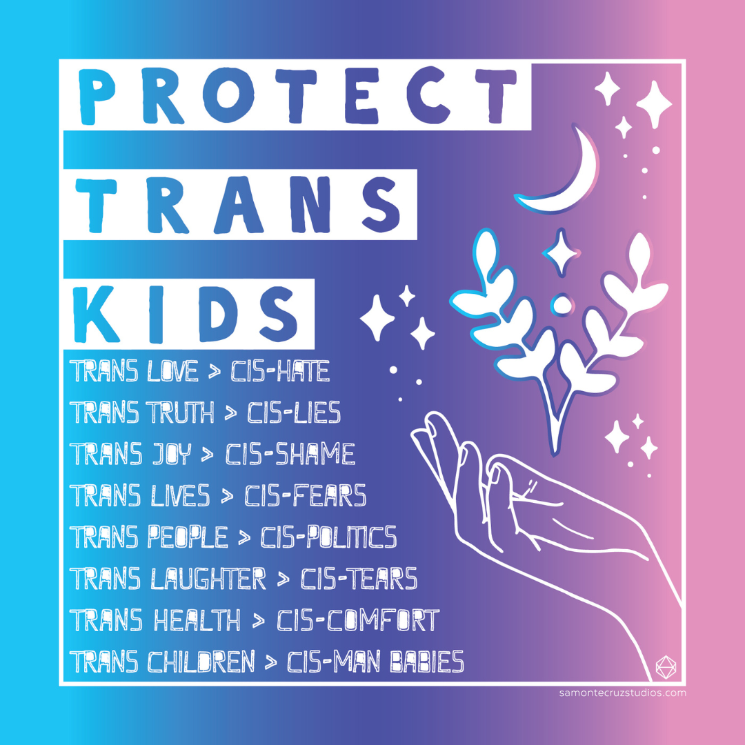 "Protect trans kids" sticker image